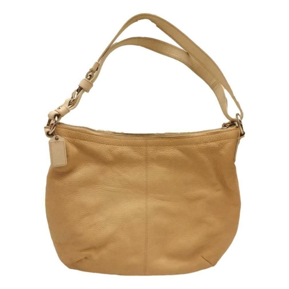 Coach Beige Leather Purse Handbag Pebble Grain Leather - Picture 3 of 7